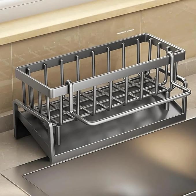 Shopsyln Stainless Steel Kitchen Storage Multi-Functional Under-Sink Draining Countertop Organizer Sponge Holder
