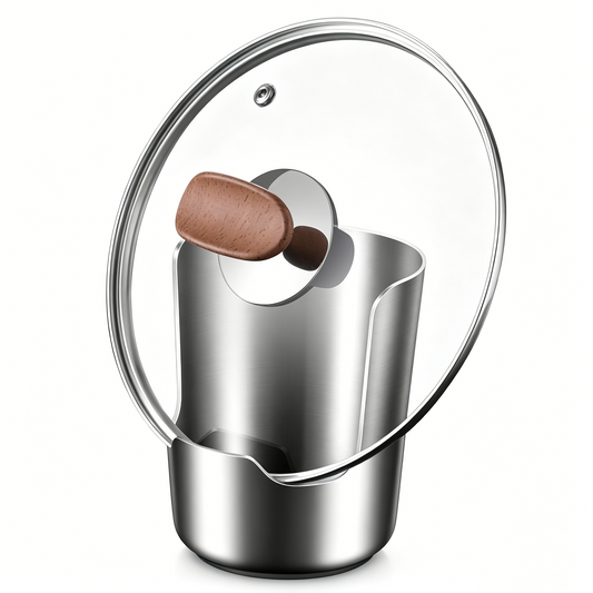 Shopsylan Spoon Rest With Pot Lid Holder - 2 In 1 Stainless Steel Vertical Rack | Hold Multiple Utensils | Spoon Rest | For Counter Cabinet Kitchen Oven Home