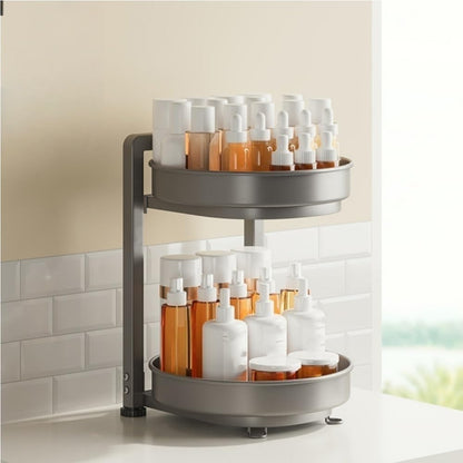 Shopsylan Rotating Spice Rack, Seasoning Storage Rack, Turntable Storage Stand, Multi-layer Display Rack, Countertop Organizer for Kitchen, Bathroom, Living Room(White,10 * 10 * 17.7in)