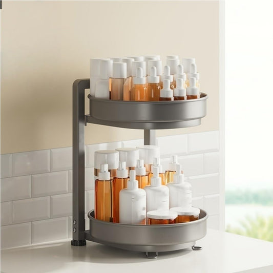 Shopsylan Rotating Spice Rack, Seasoning Storage Rack, Turntable Storage Stand, Multi-layer Display Rack, Countertop Organizer for Kitchen, Bathroom, Living Room(White,10 * 10 * 17.7in)