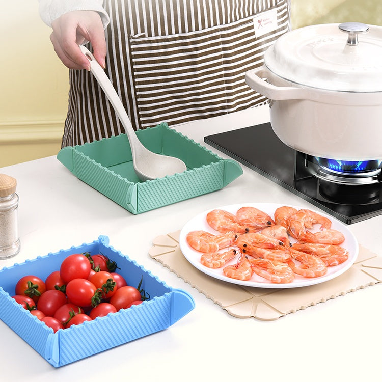 Shopsylan 4 Pcs Magnetic Silicone Trivet, Multifunctional Hot Pot Pads & Foldable Storage Tray, Heat Resistant & Non-Slip Kitchen Trivet for Countertop Table Protection